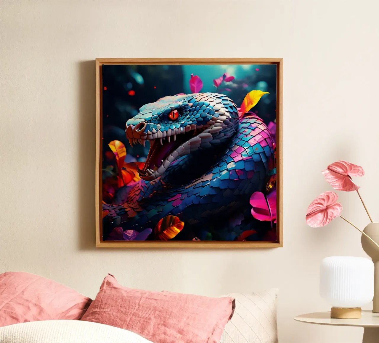 Serpente_Stile_J_2 tela con Cornice a cassetta da Tierisch bunt by LK