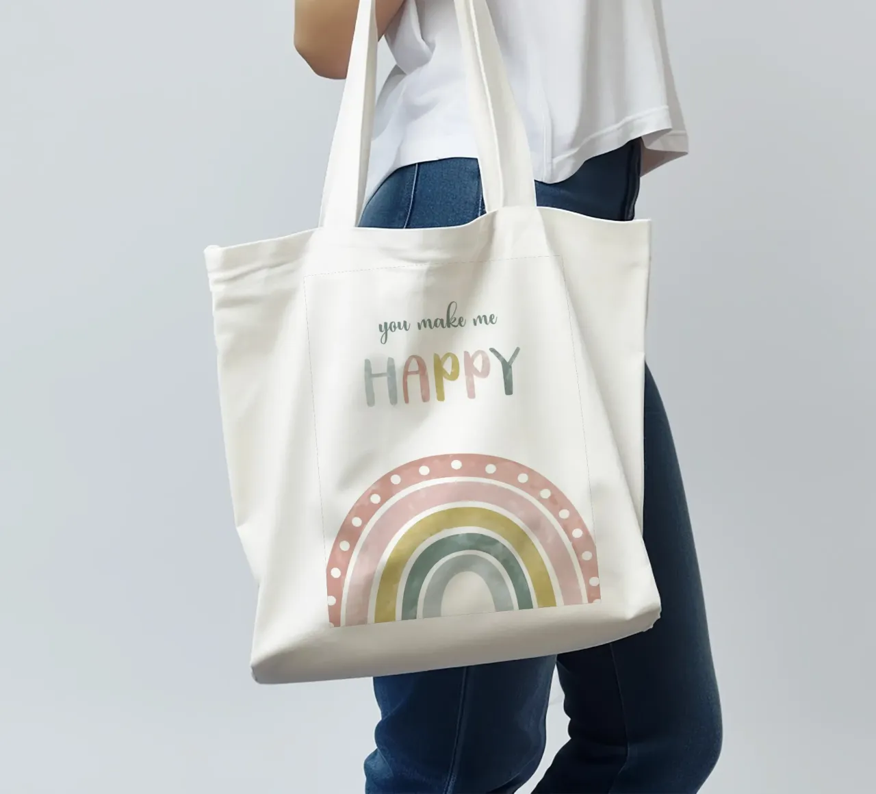 you make me  happy borsa in juta da vintageshop