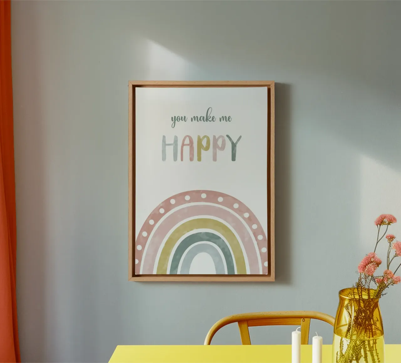 you make me  happy tela con Cornice a cassetta da vintageshop