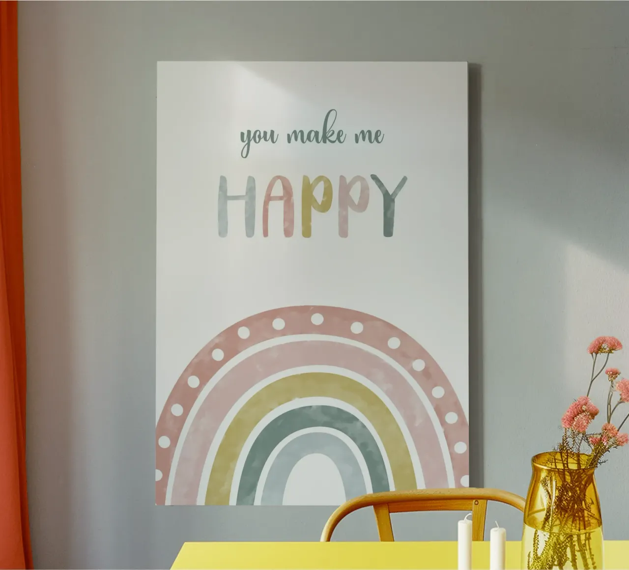you make me  happy tela con Cornice a cassetta da vintageshop