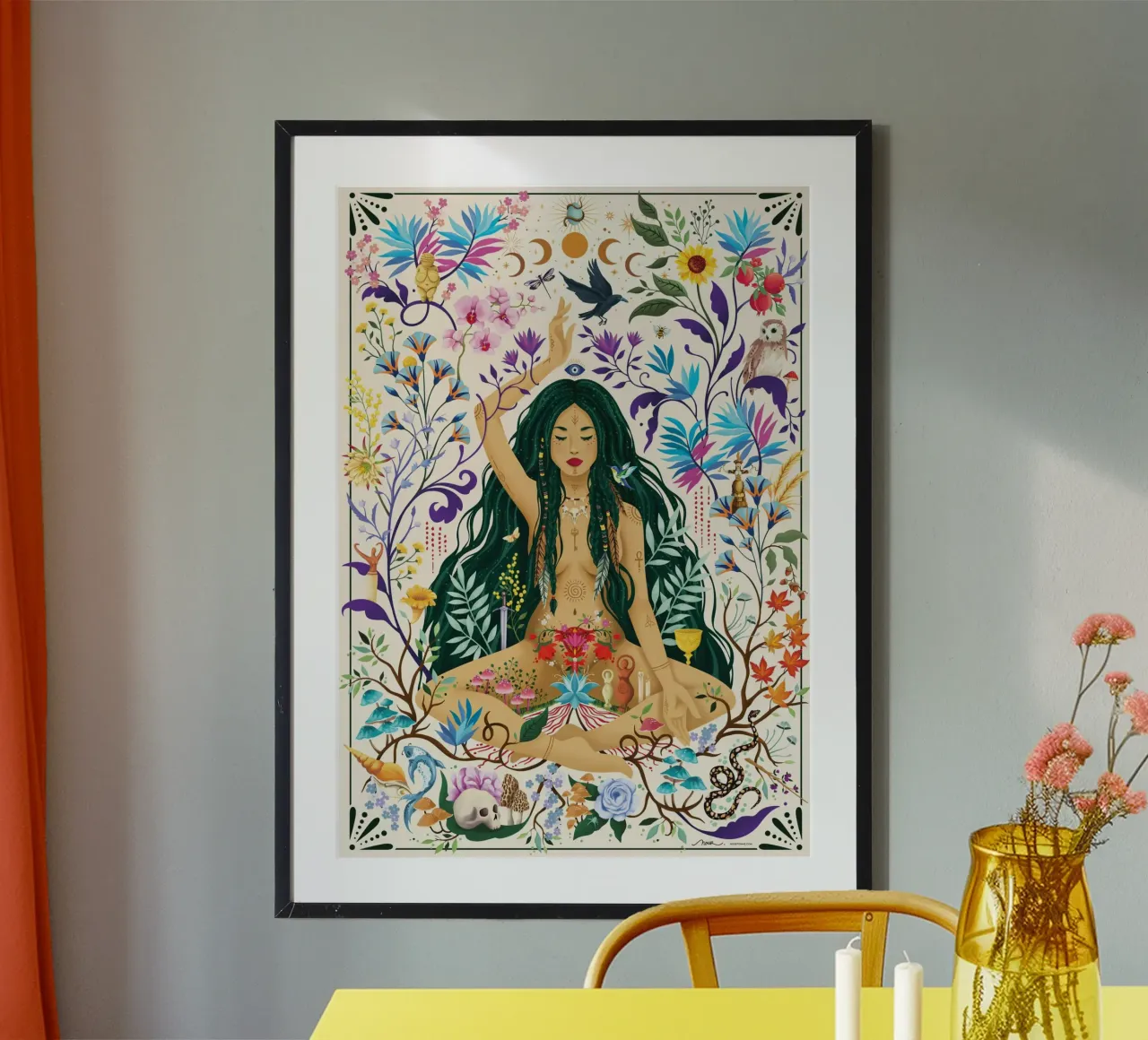 Göttlich-weiblich | Heilig-weibliche Mysterien Poster mit Holzrahmen von Nour Tohme