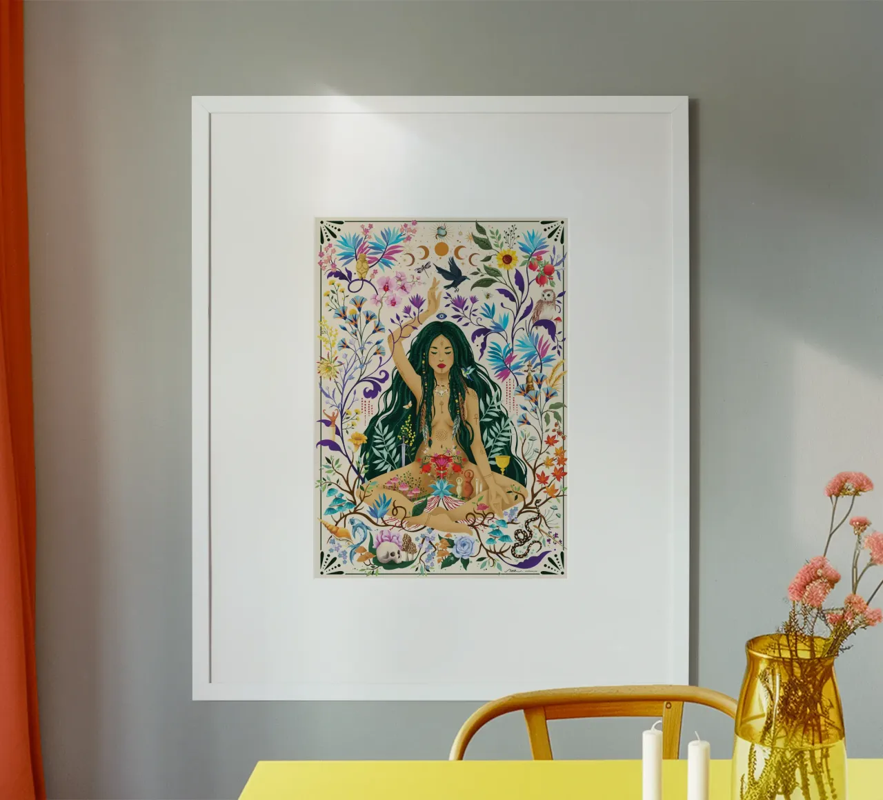 Göttlich-weiblich | Heilig-weibliche Mysterien Poster mit Holzrahmen von Nour Tohme