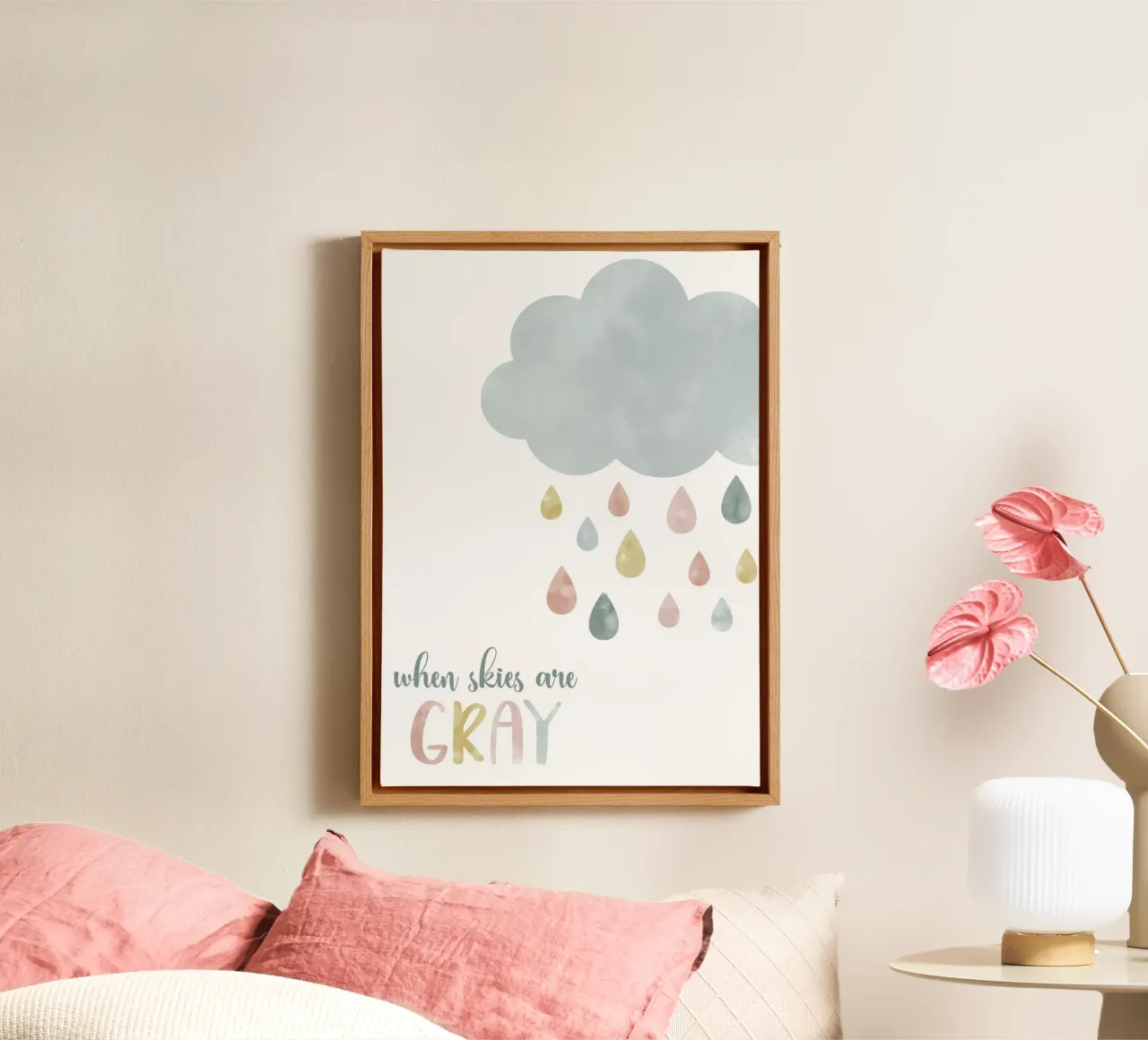 when skies are gray canvas with Floater frame by vintageshop