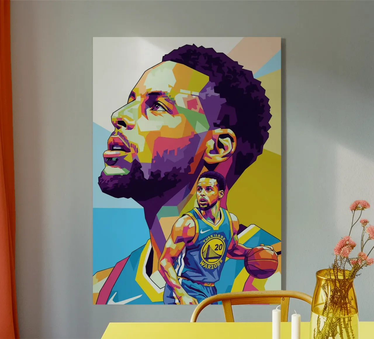 Stephen Curry, iconico giocatore di basket plexiglass da Hantamrata