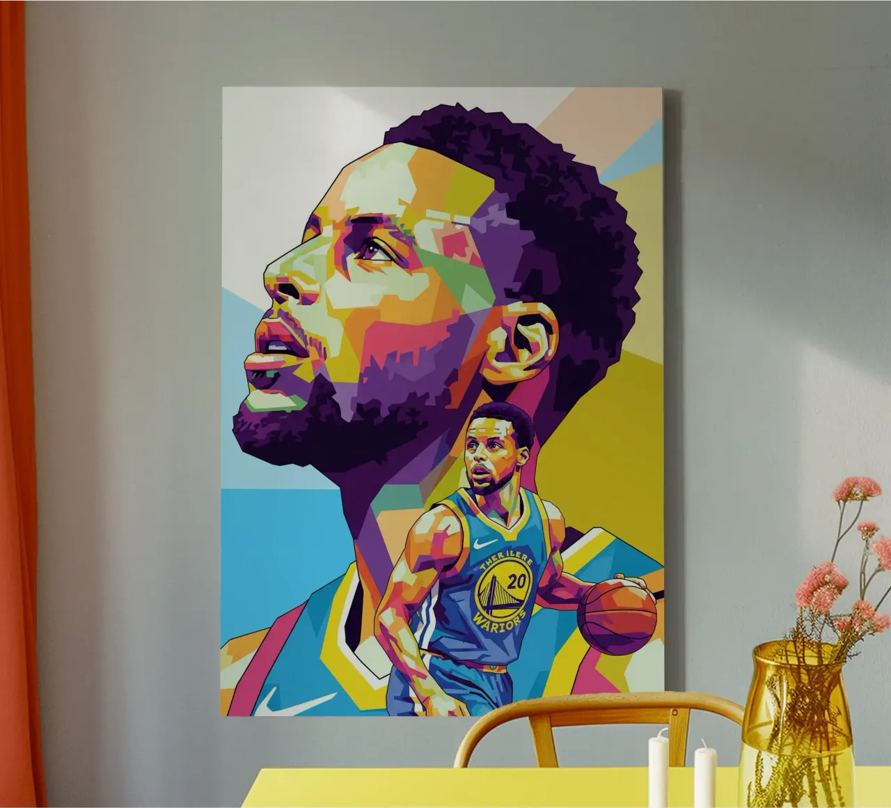 Stephen Curry, iconico giocatore di basket tela con Cornice a cassetta da Hantamrata