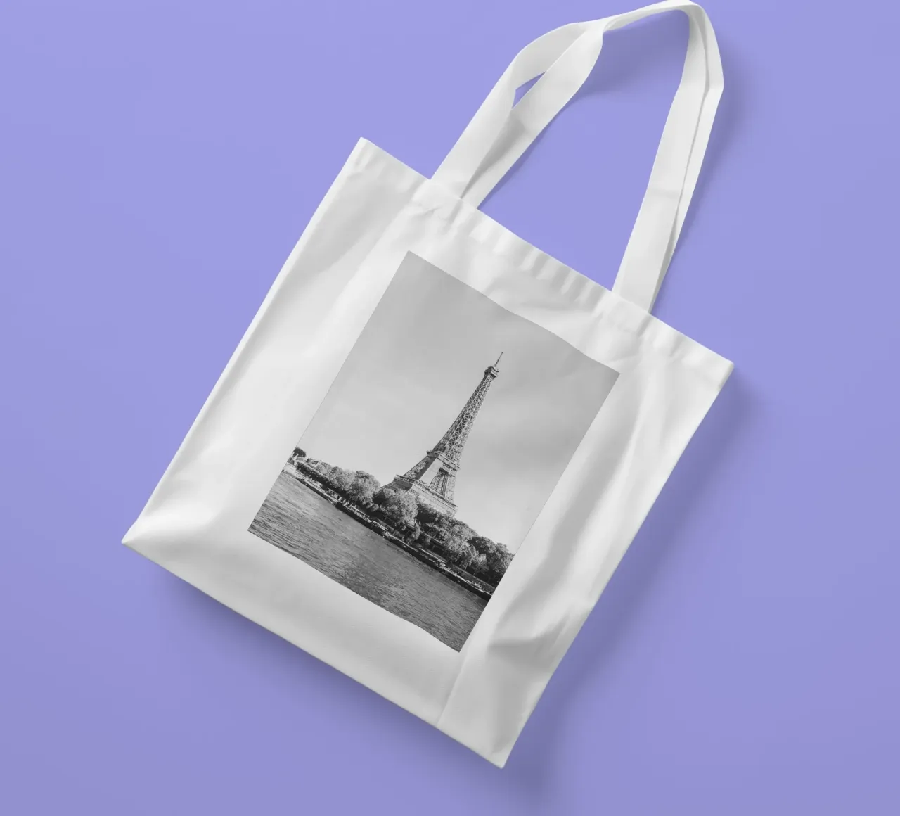 Black and White Eiffel Tower borsa in juta da patiphotography