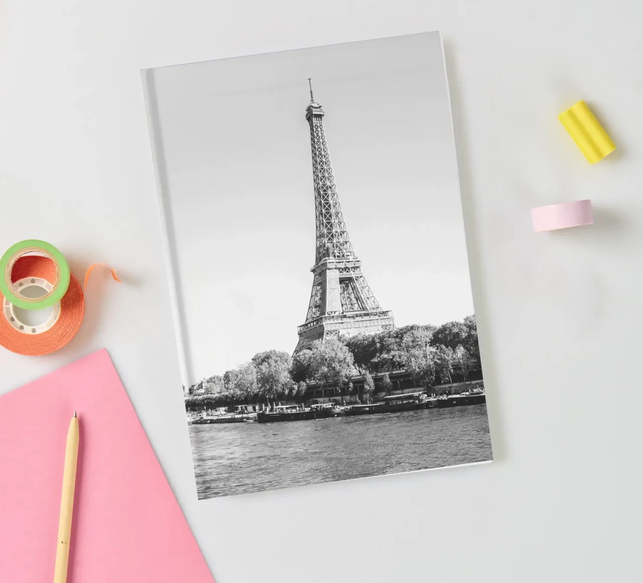 Black and White Eiffel Tower notebook by patiphotography