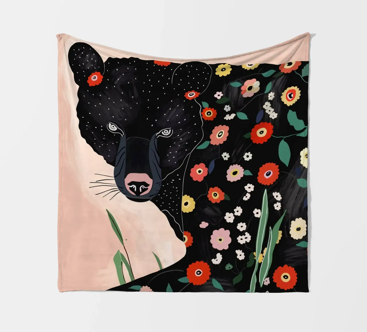 Floral Bear fleece blanket by ArtsySesta