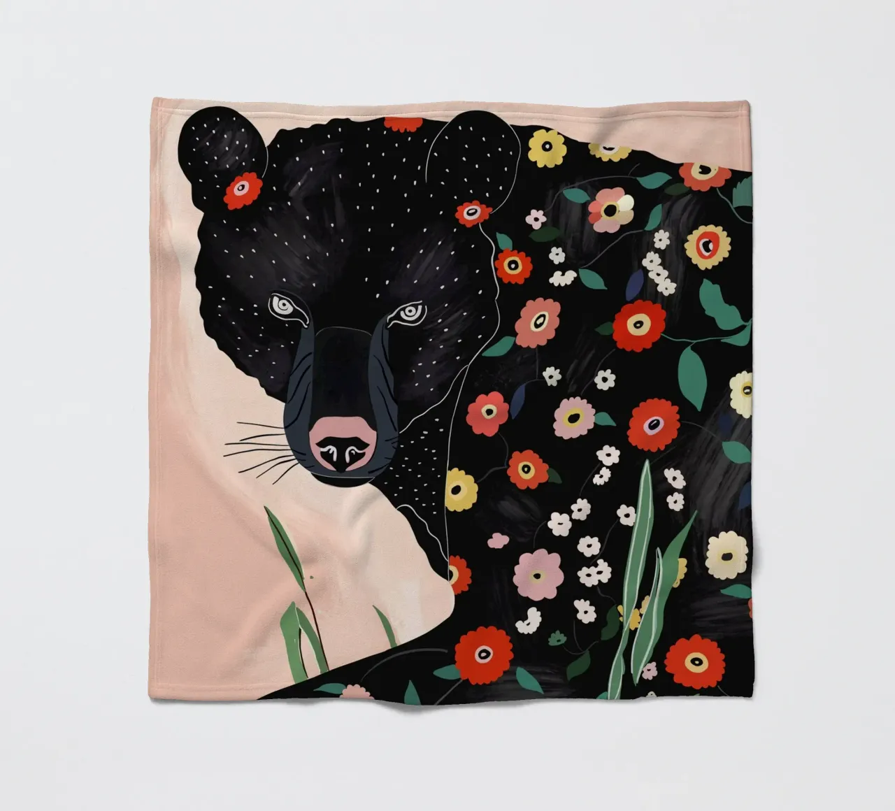 Floral Bear fleece blanket by ArtsySesta