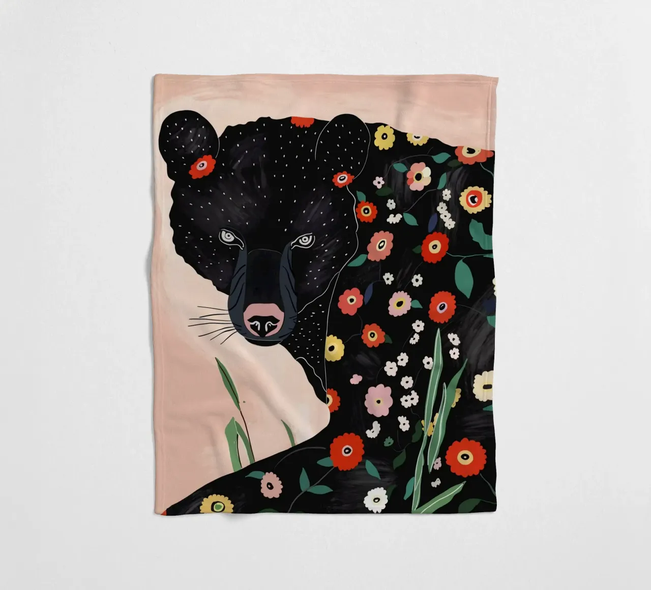 Floral Bear fleece blanket by ArtsySesta