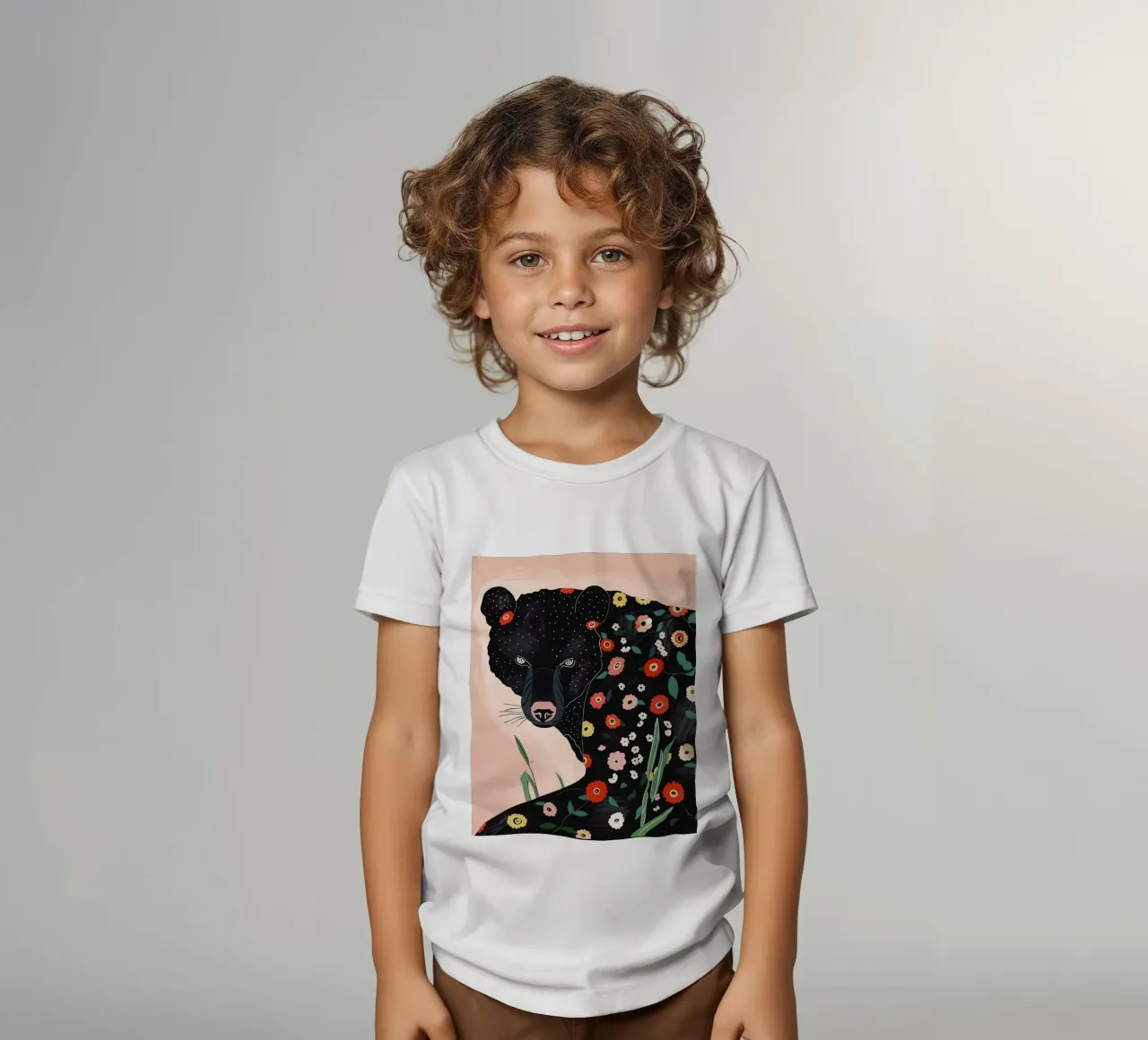 Floral Bear kids t-shirt by ArtsySesta