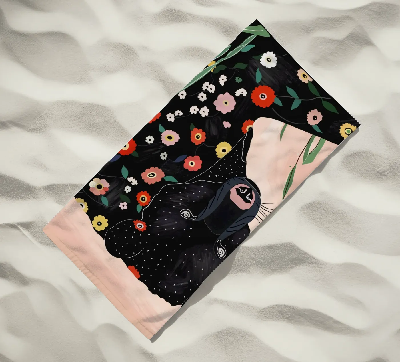 Orso floreale telo mare da ArtsySesta