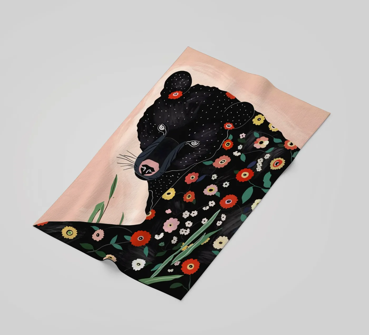 Orso floreale telo mare da ArtsySesta