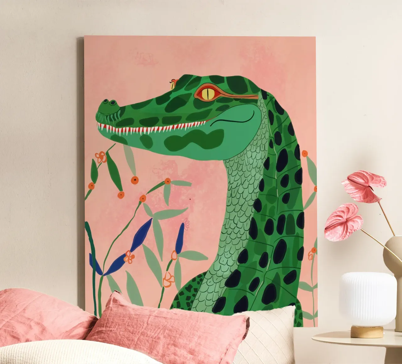 Cocodrilo de la jungla lienzo con Marco flotante de ArtsySesta