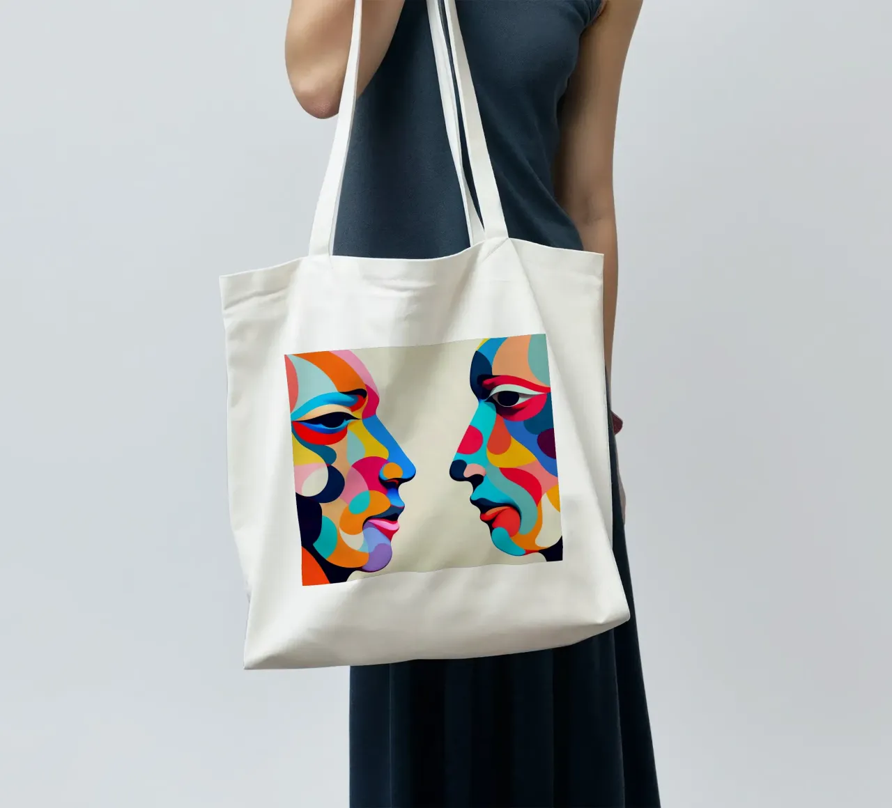 Immagine_specchio_colorata_1 borsa in juta da AI-Portraits by LK