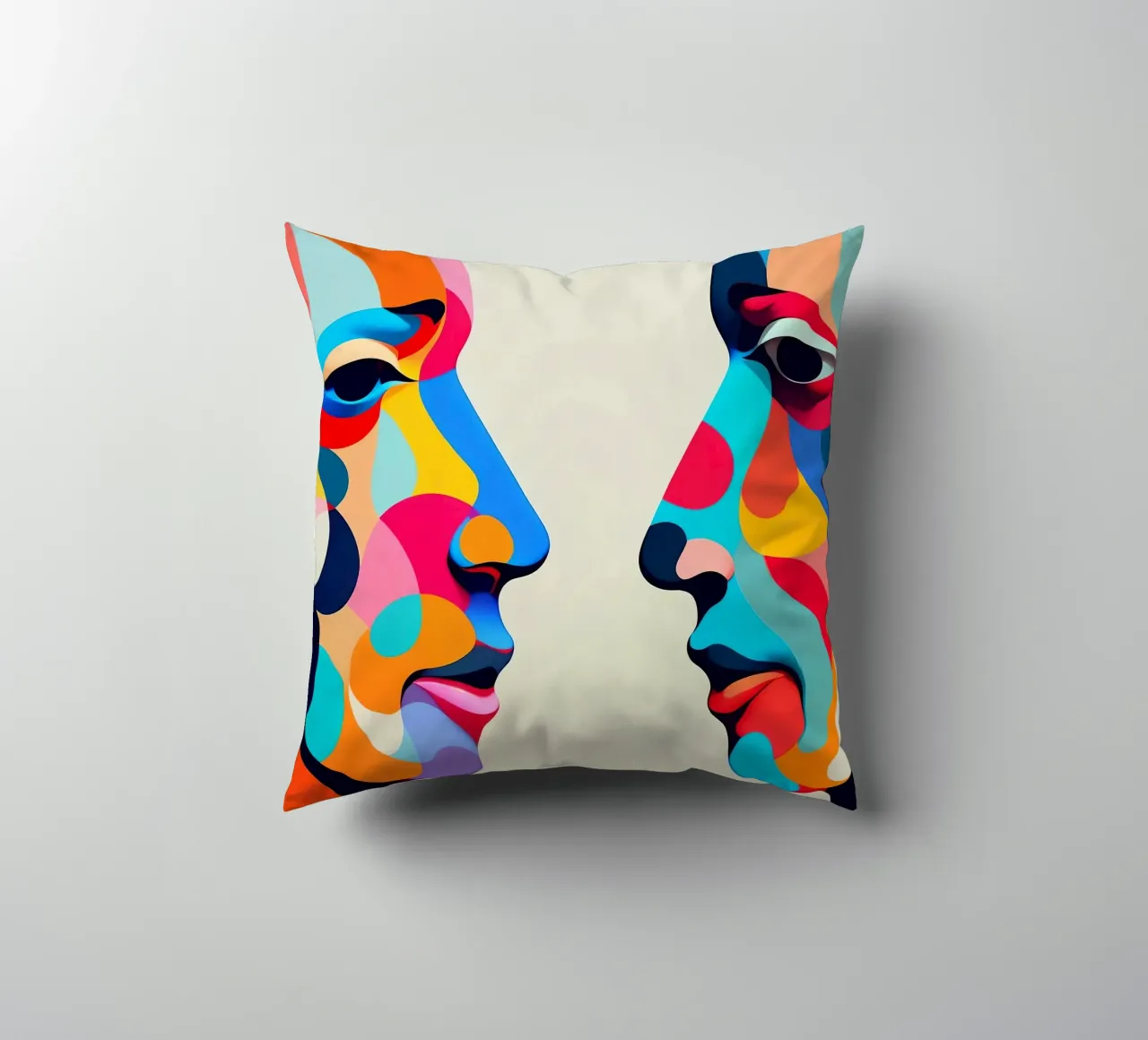 Immagine_specchio_colorata_1 cuscino da AI-Portraits by LK