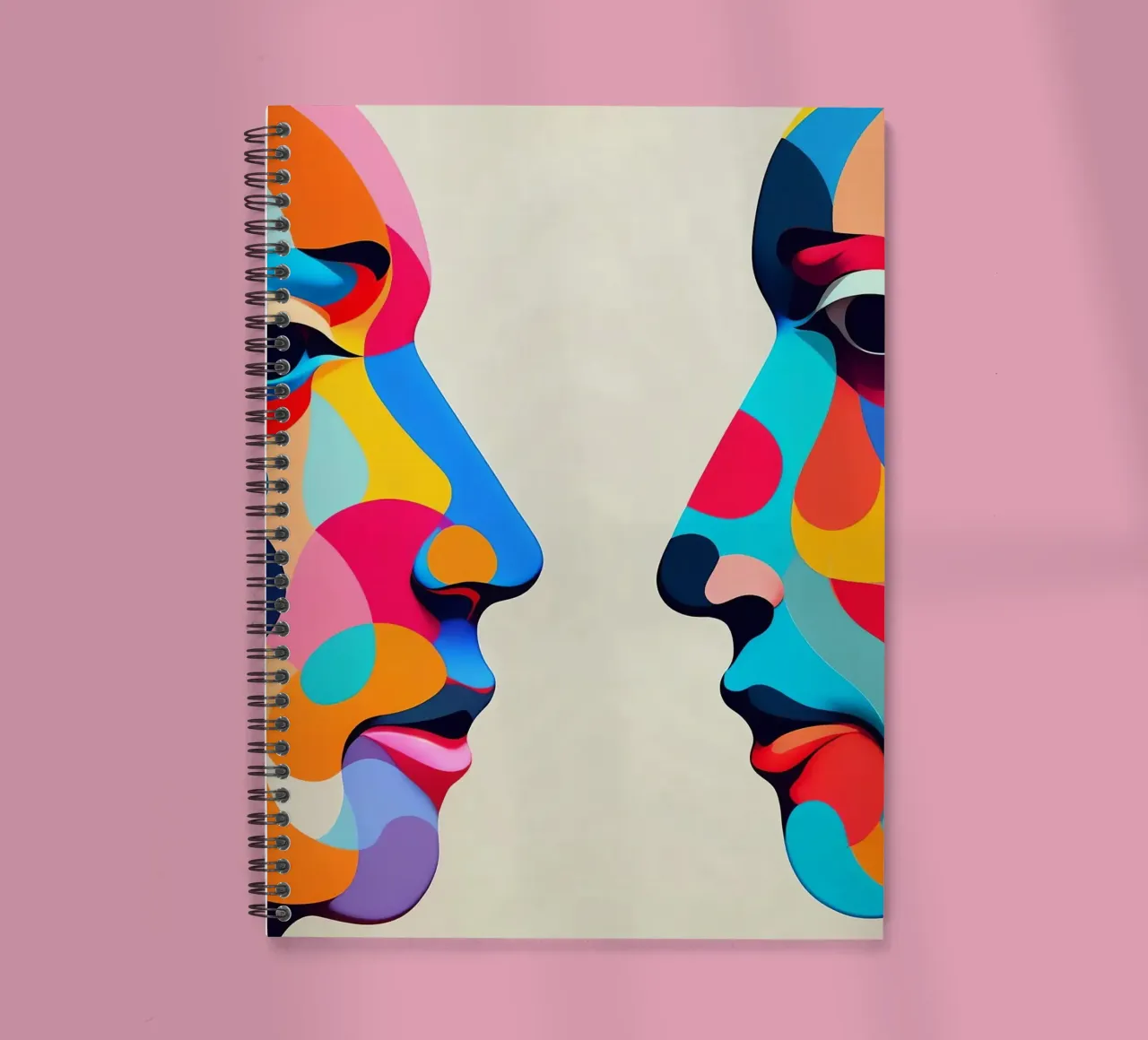 Mirror_image_colourful_1 spiral notebook by AI-Portraits by LK