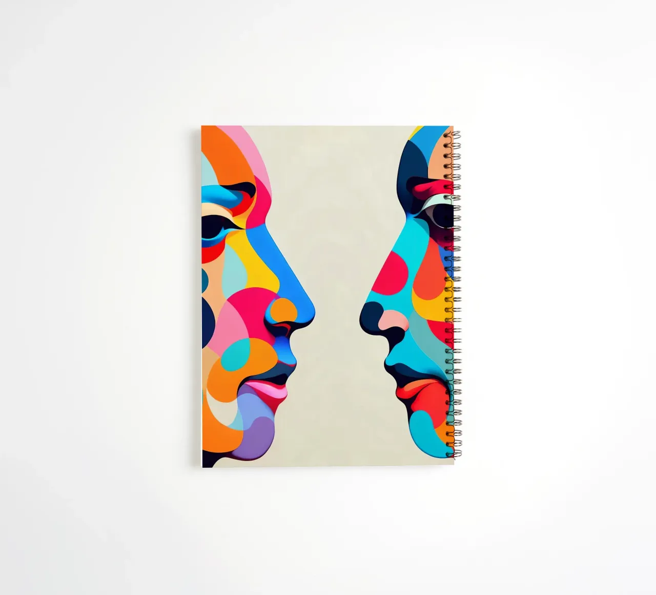 Mirror_image_colourful_1 spiral notebook by AI-Portraits by LK