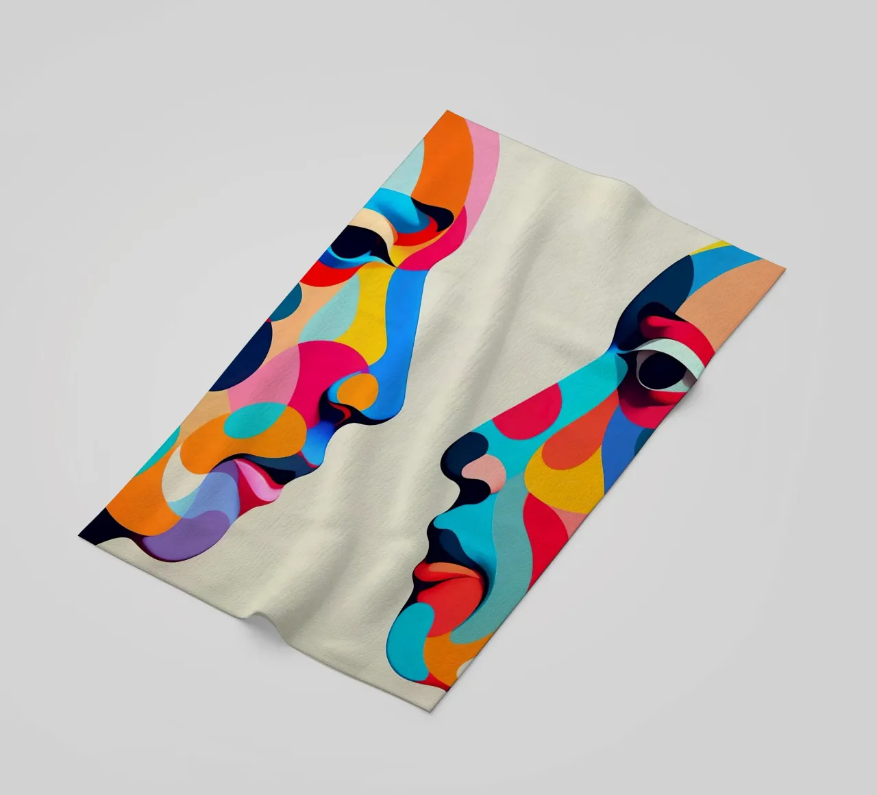 Mirror_image_colourful_1 beach towel by AI-Portraits by LK
