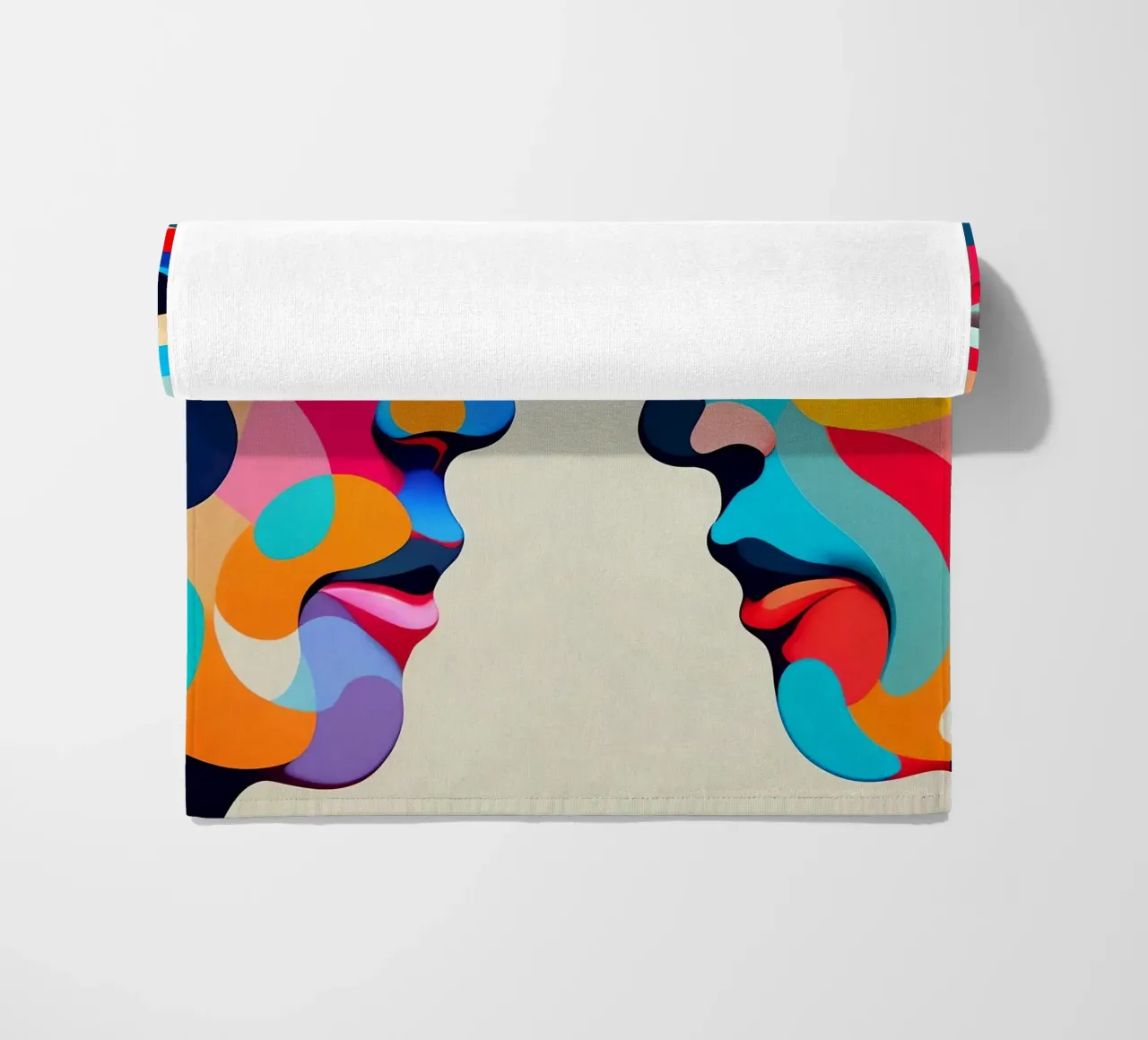 Mirror_image_colourful_1 beach towel by AI-Portraits by LK