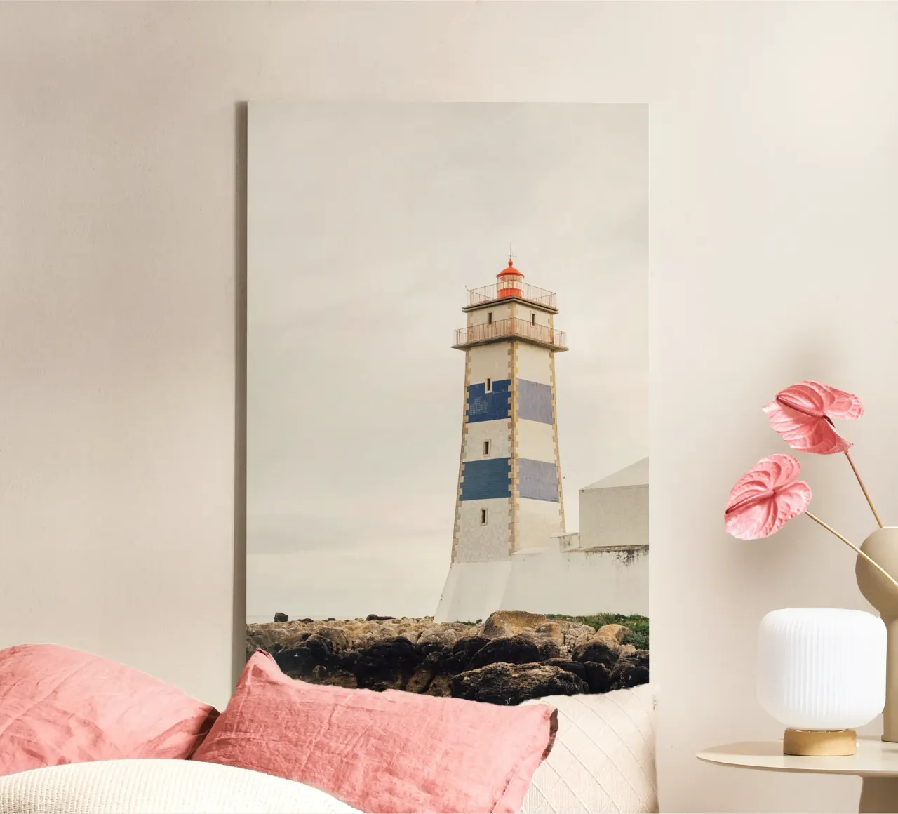 Nautical Portugal Lighthouse tela con Cornice a cassetta da patiphotography
