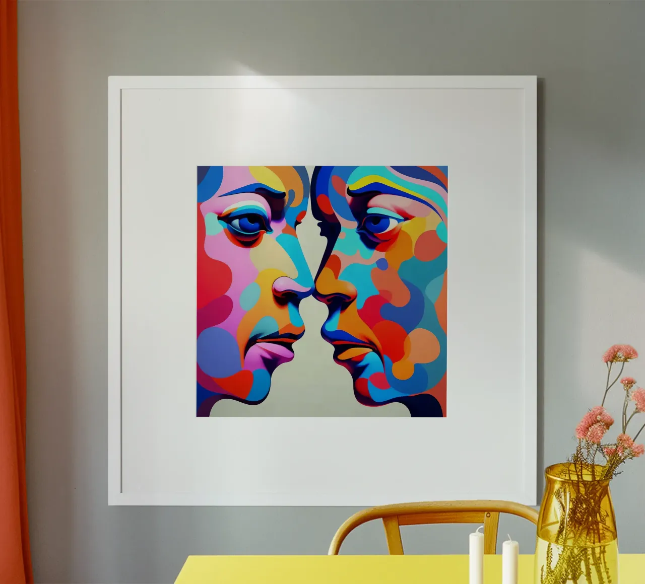 Immagine_specchio_colorata_2 poster con telaio in plastica da AI-Portraits by LK