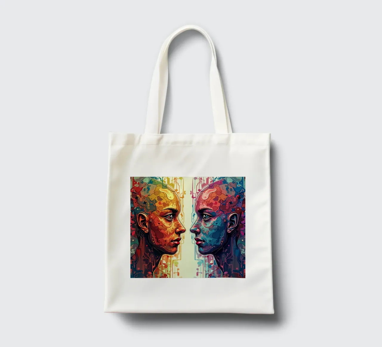 Immagine_specchio_colorata_4 borsa in juta da AI-Portraits by LK