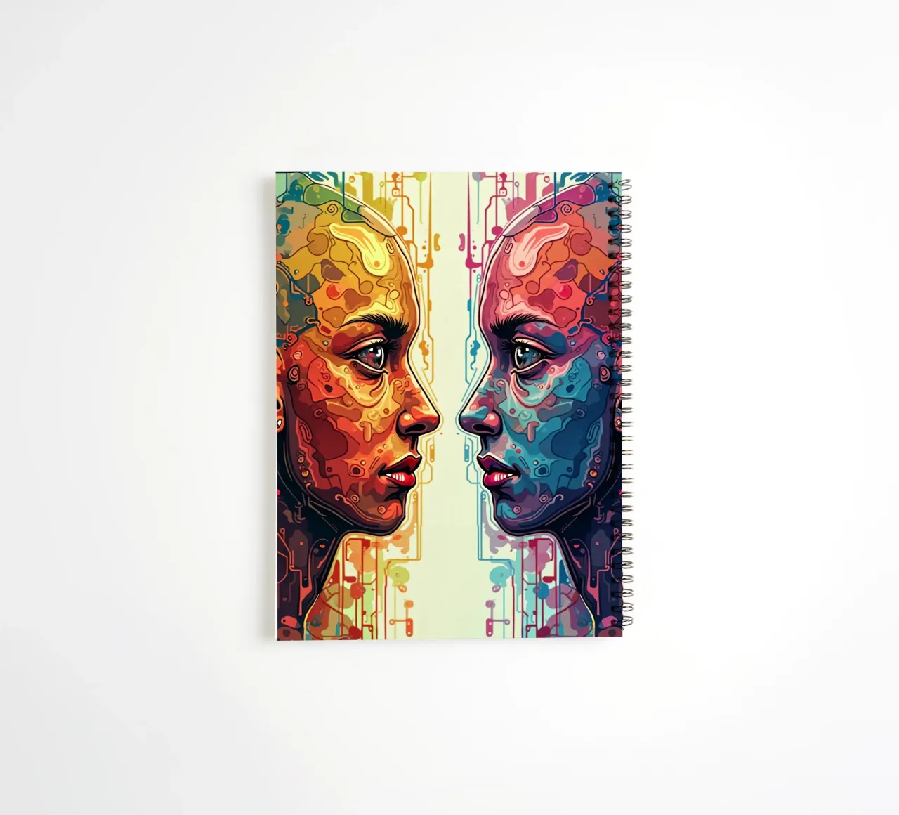 Mirror_image_colourful_4 spiral notebook by AI-Portraits by LK