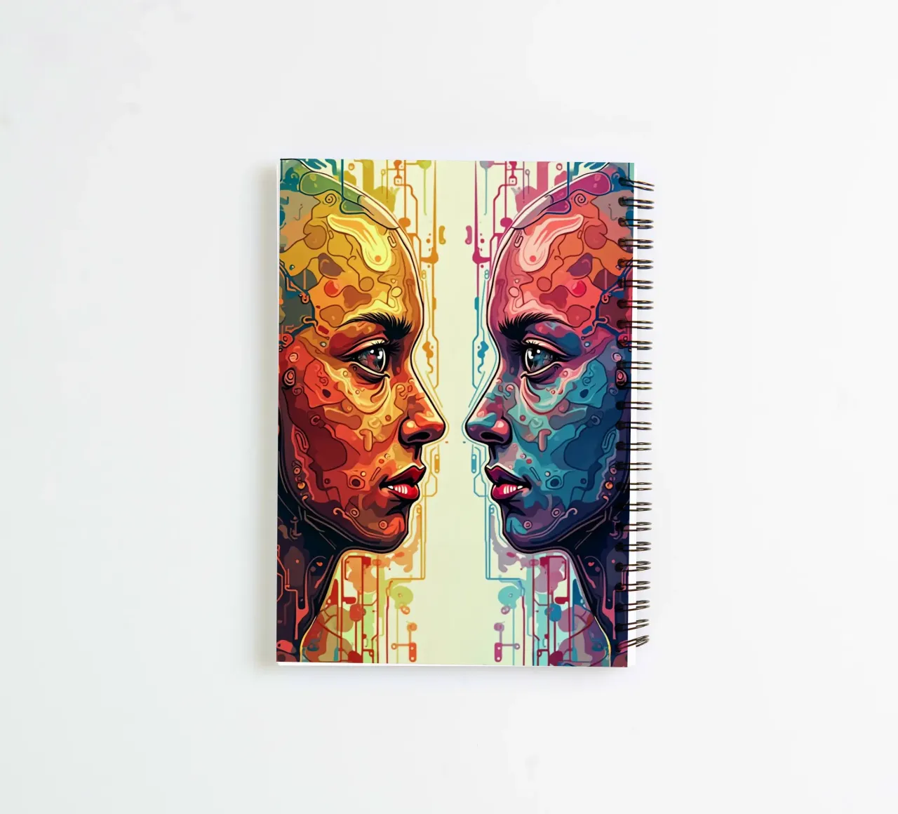 Mirror_image_colourful_4 spiral notebook by AI-Portraits by LK