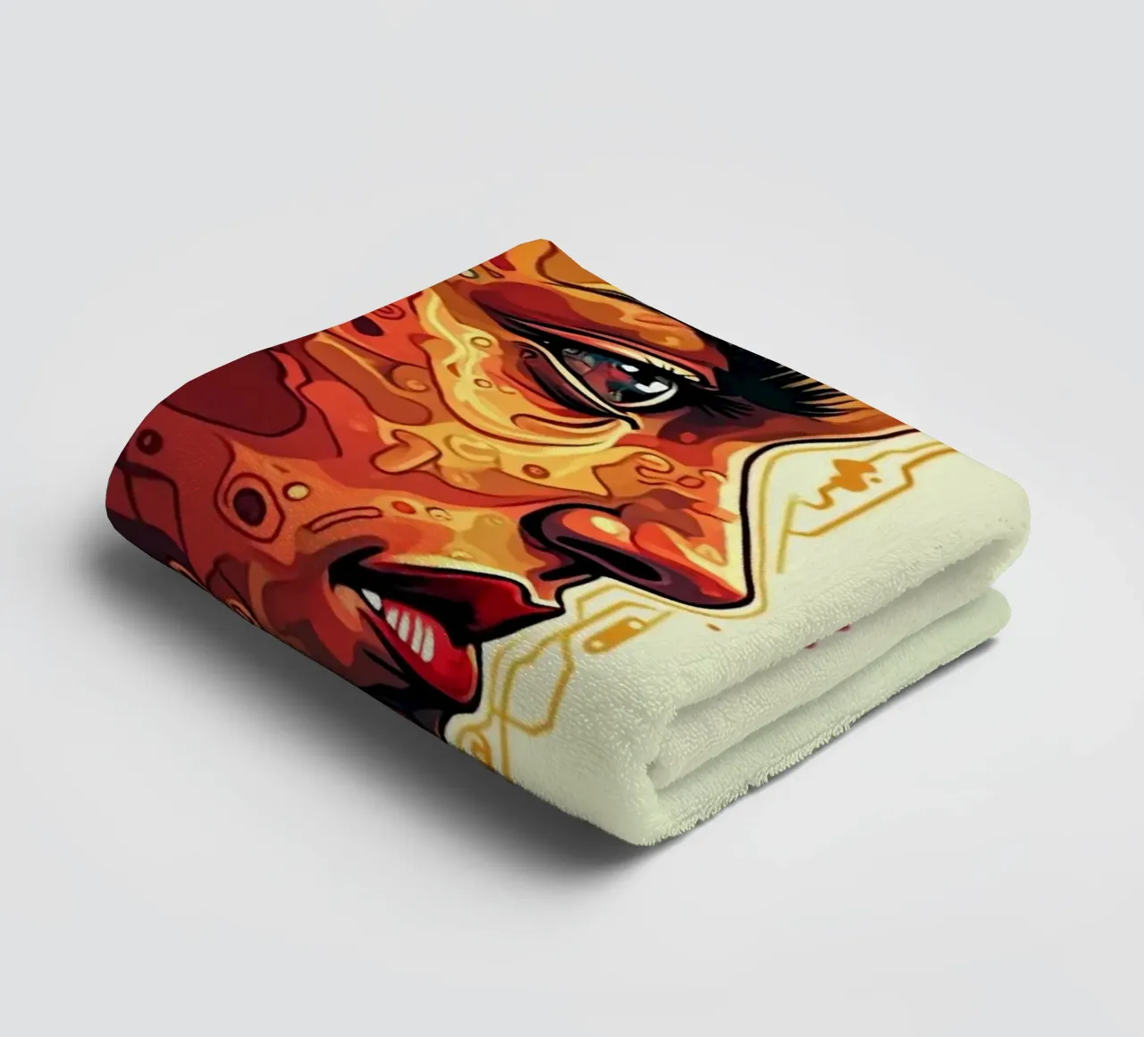 Mirror_image_colourful_4 towel by AI-Portraits by LK