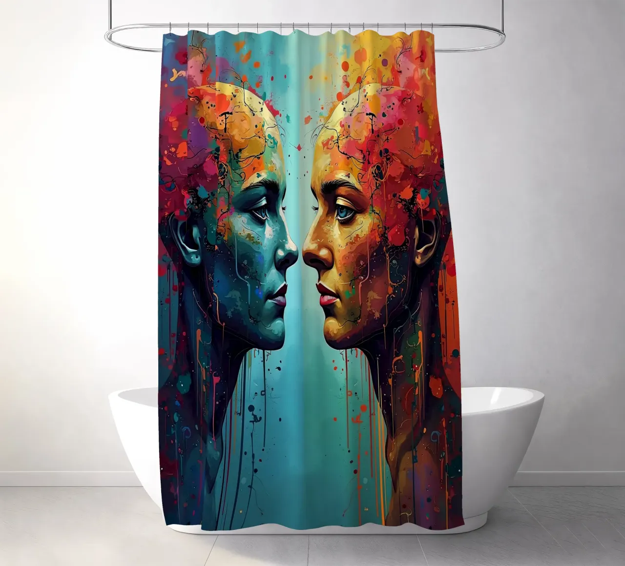 Immagine_specchio_colorata_5 tenda da doccia da AI-Portraits by LK