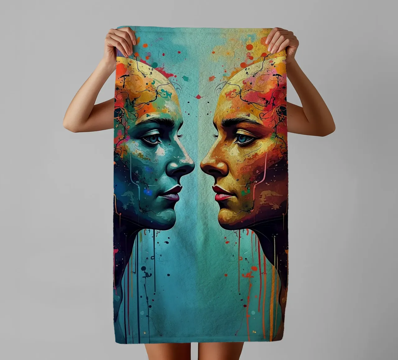 Mirror_image_colourful_5 towel by AI-Portraits by LK