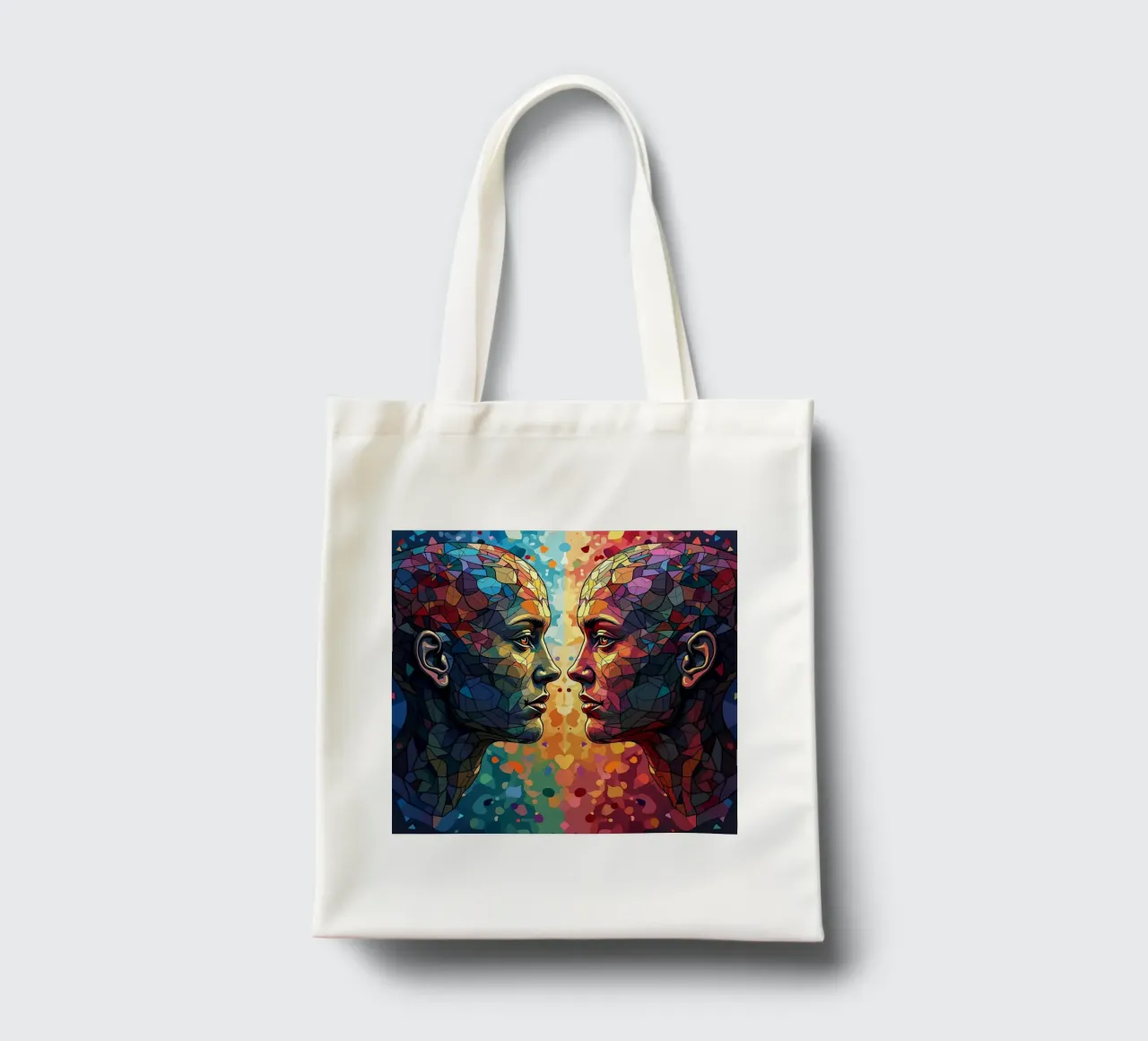 Immagine_specchio_colorata_6 borsa in juta da AI-Portraits by LK