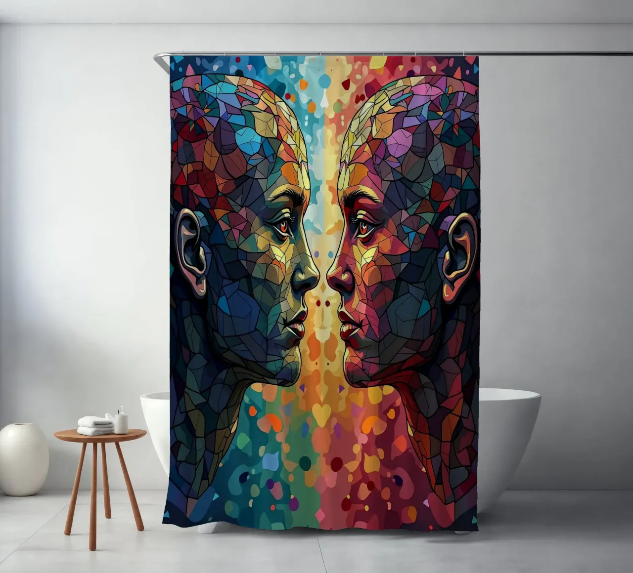 Immagine_specchio_colorata_6 tenda da doccia da AI-Portraits by LK