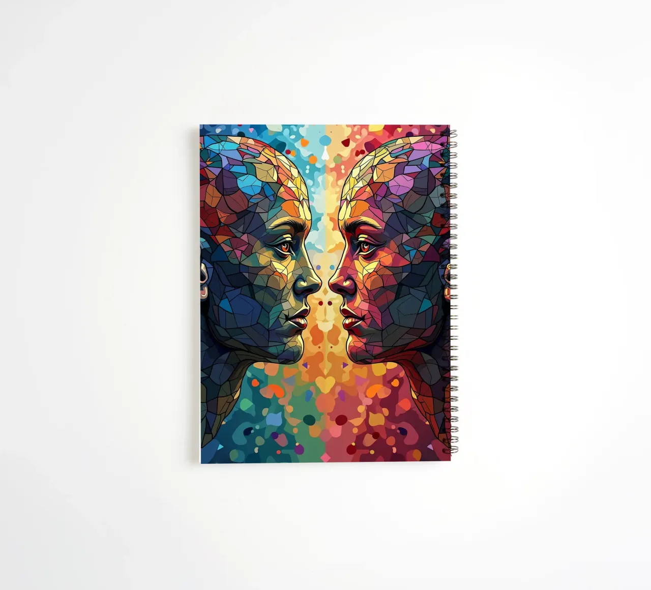 Mirror_image_colourful_6 spiral notebook by AI-Portraits by LK