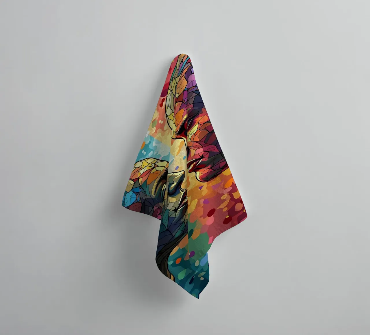 Mirror_image_colourful_6 towel by AI-Portraits by LK