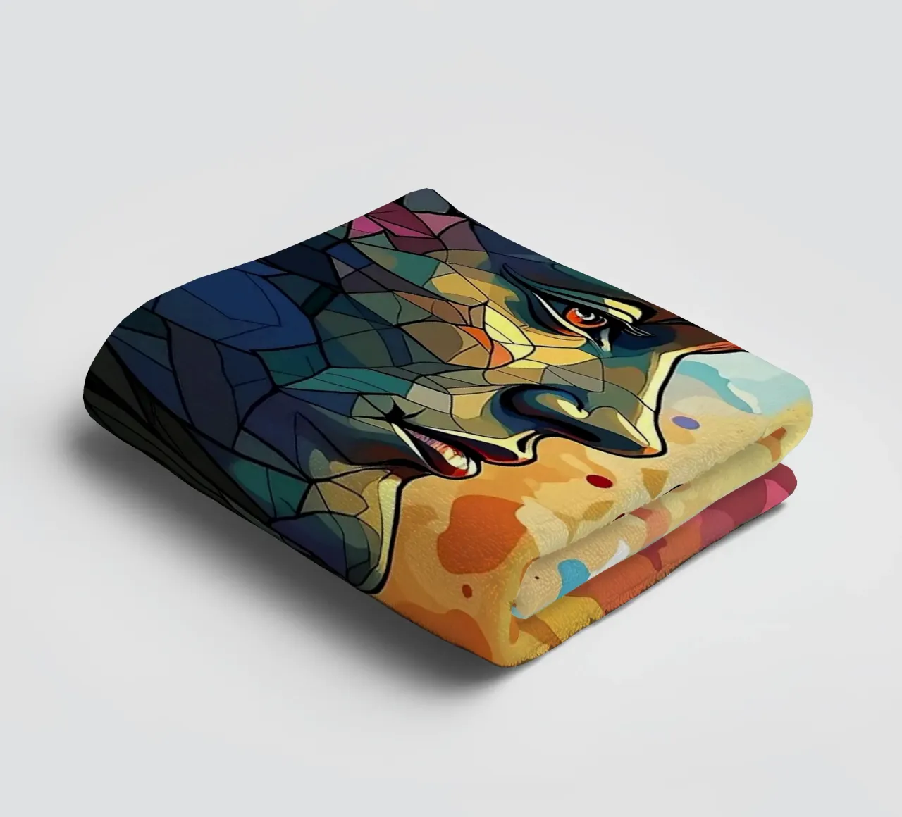 Mirror_image_colourful_6 towel by AI-Portraits by LK