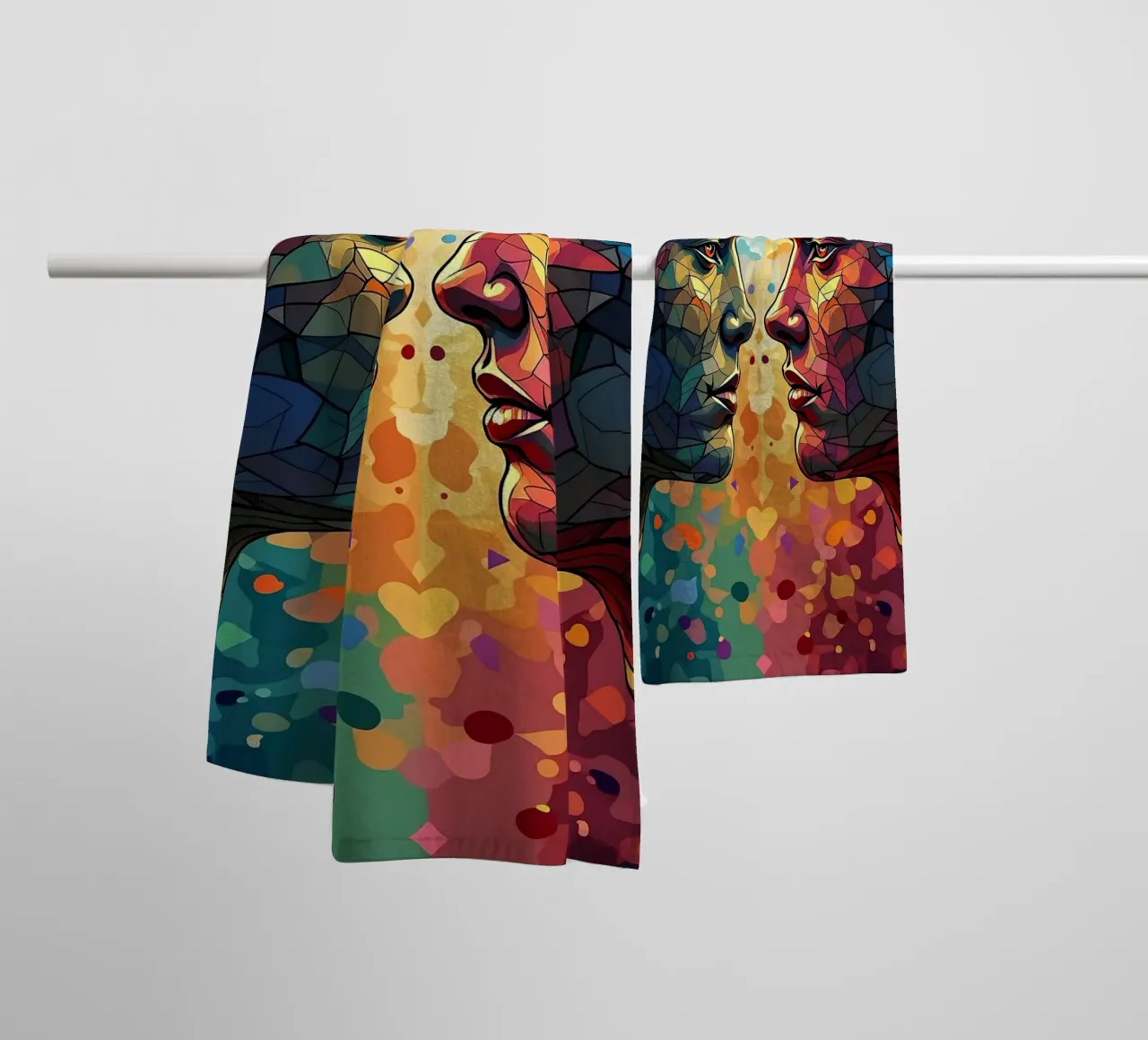 Mirror_image_colourful_6 towel by AI-Portraits by LK