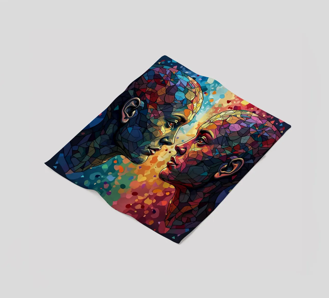 Mirror_image_colourful_6 fleece blanket by AI-Portraits by LK