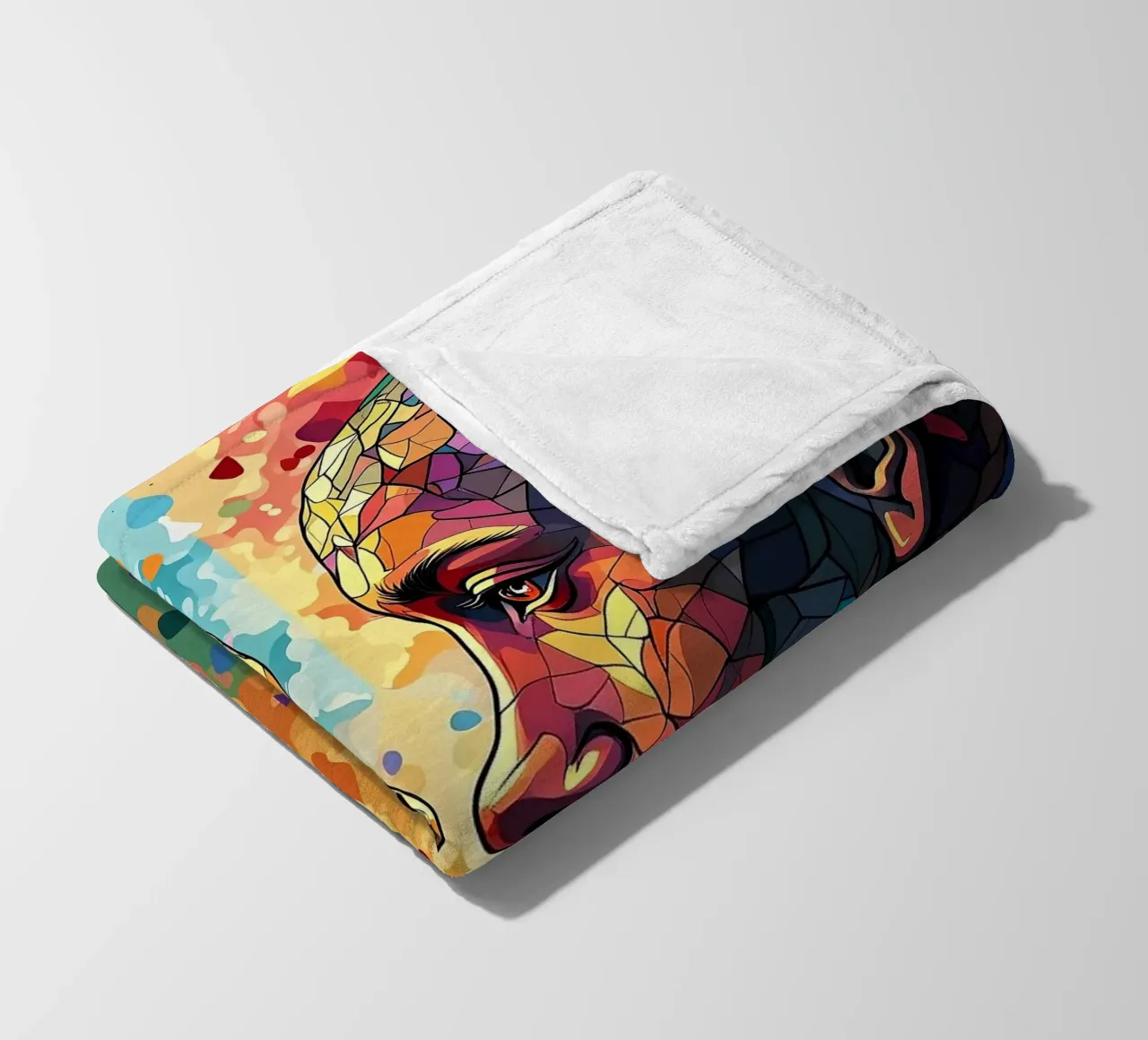 Mirror_image_colourful_6 fleece blanket by AI-Portraits by LK