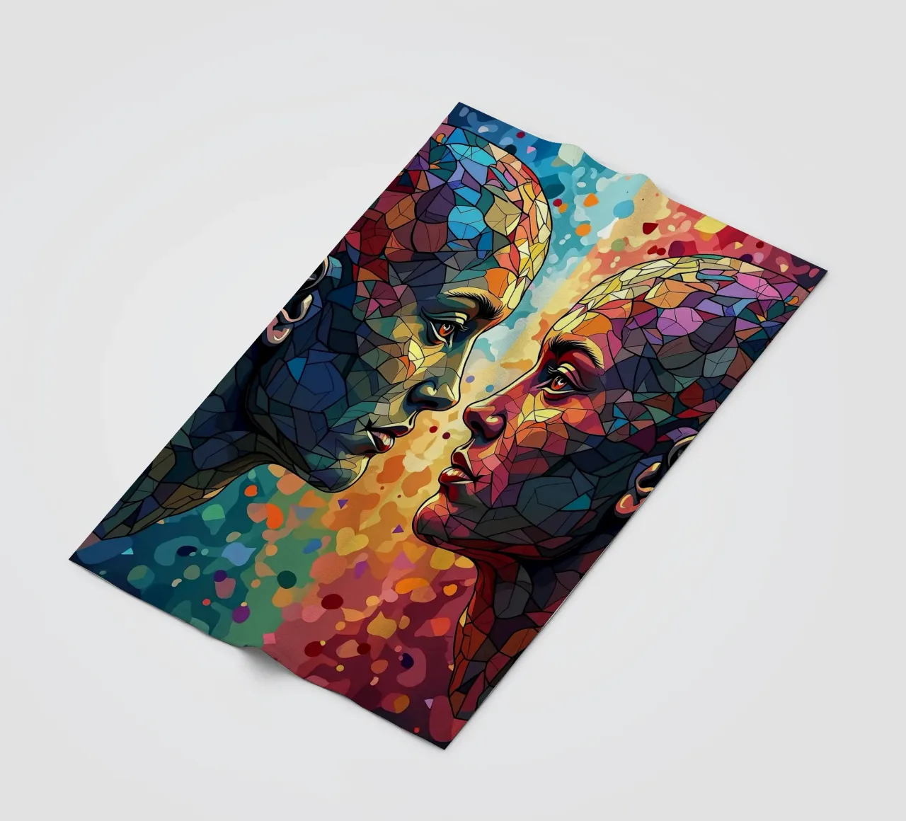 Mirror_image_colourful_6 fleece blanket by AI-Portraits by LK