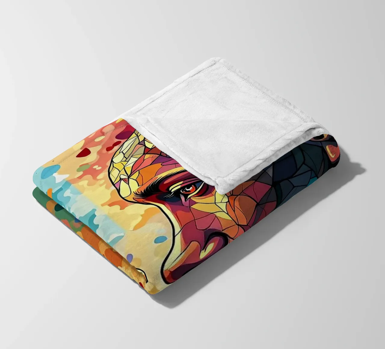 Mirror_image_colourful_6 fleece blanket by AI-Portraits by LK