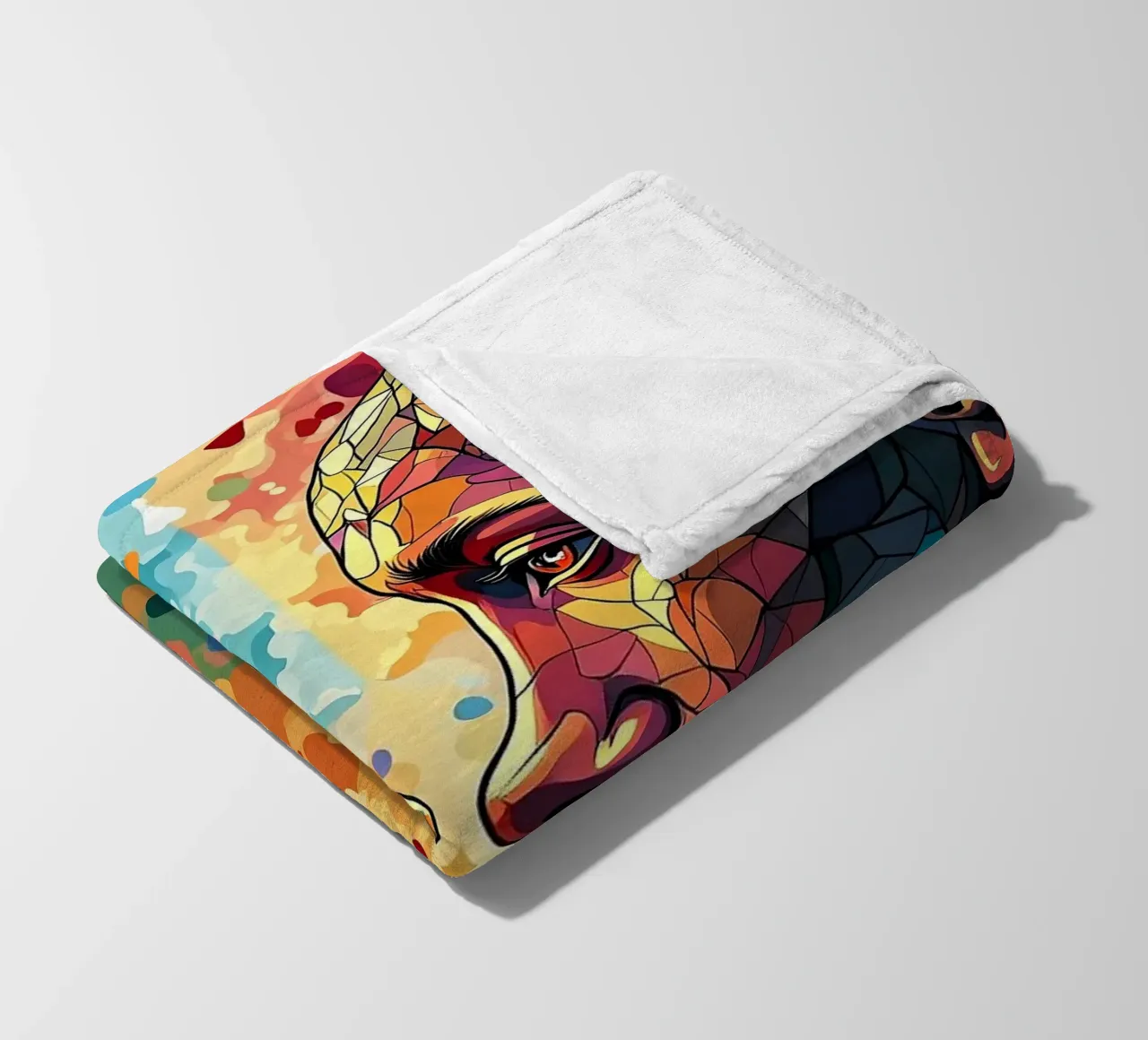 Mirror_image_colourful_6 fleece blanket by AI-Portraits by LK