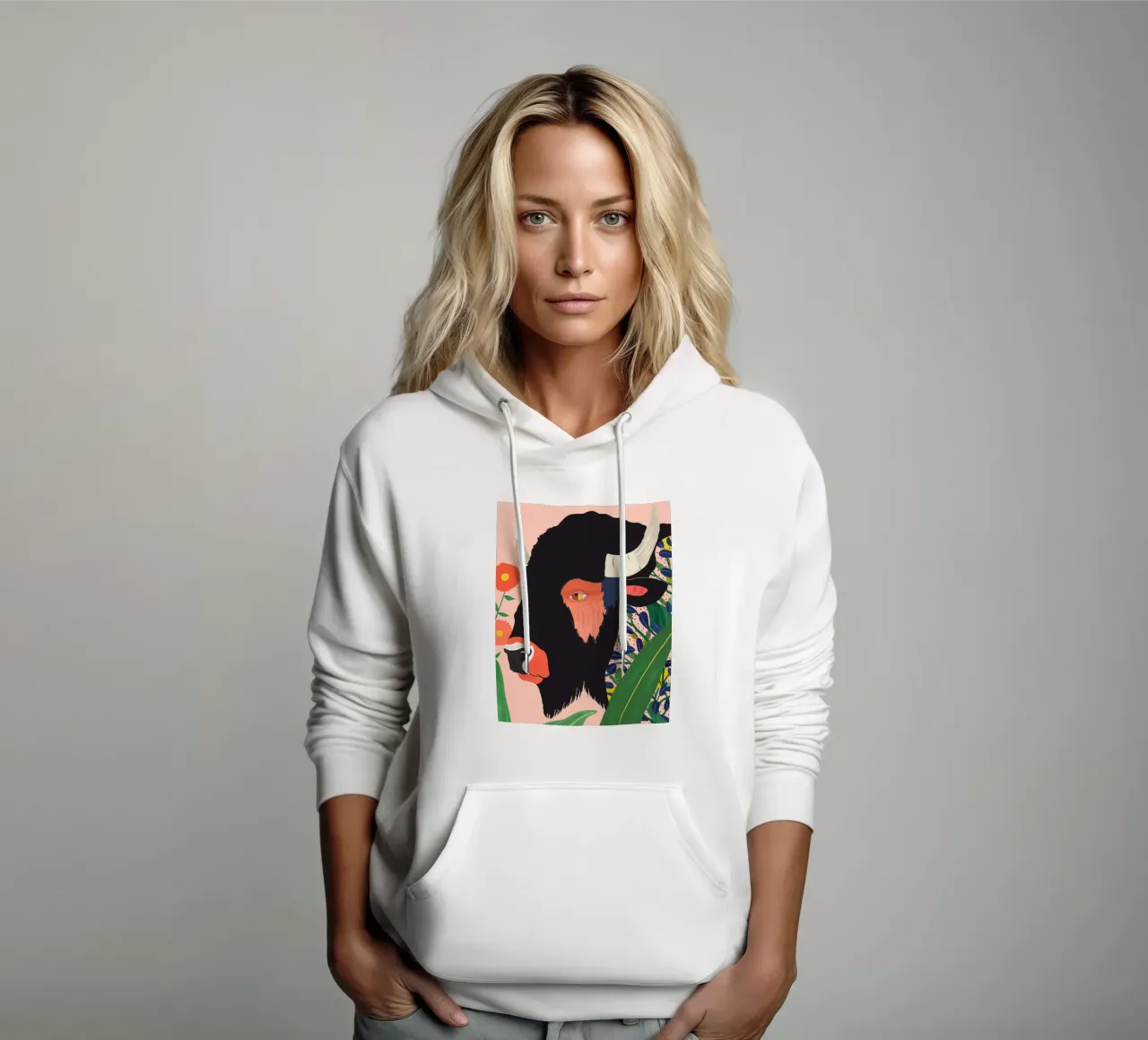 Bisonte floreale felpa con cappuccio da ArtsySesta