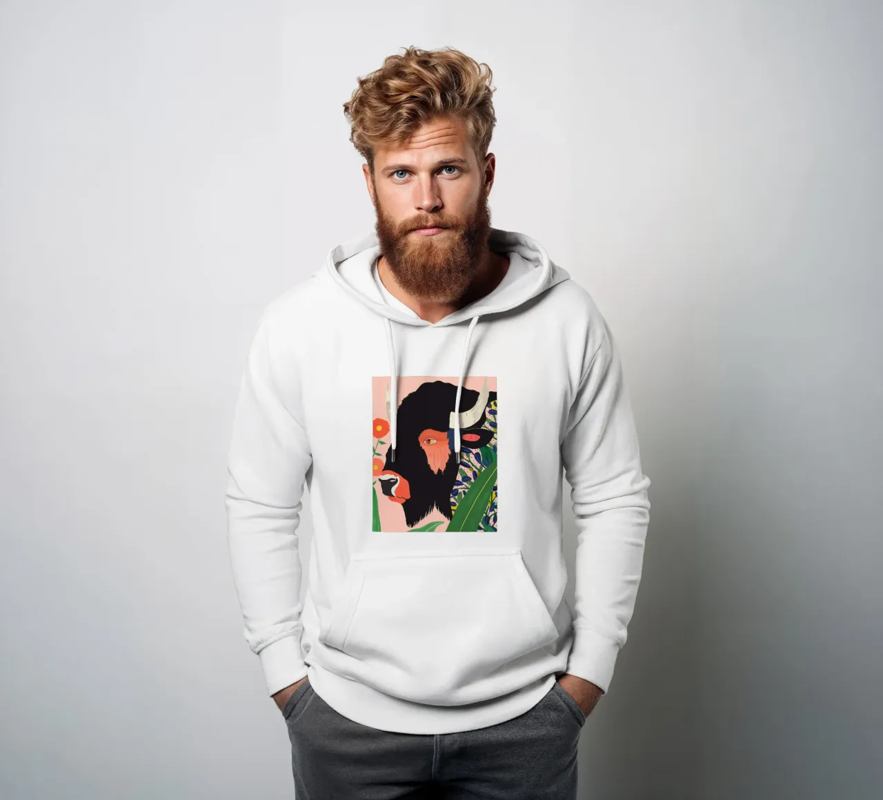 Bisonte floreale felpa con cappuccio da ArtsySesta