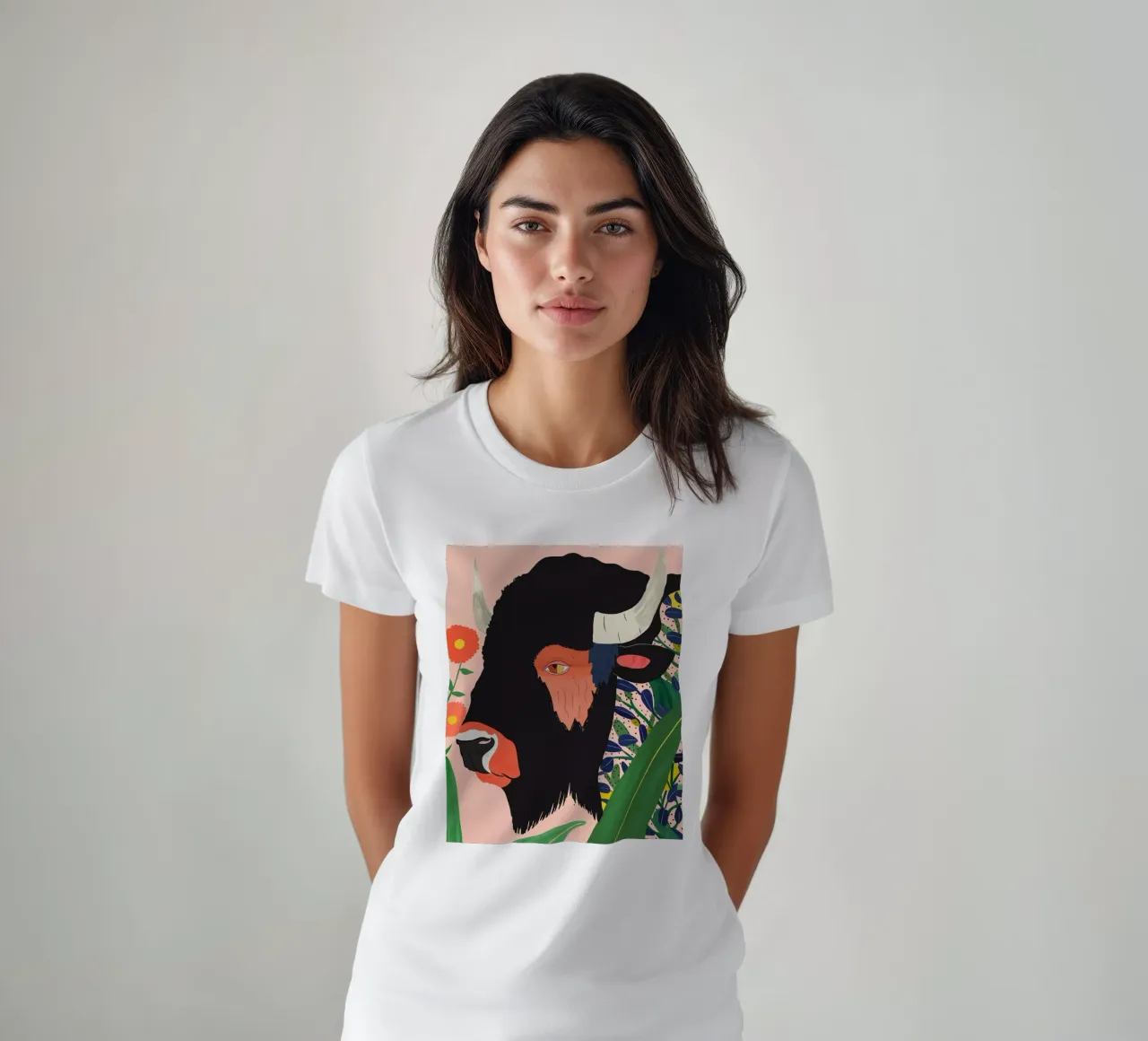 Bisonte floreale t-shirt da ArtsySesta