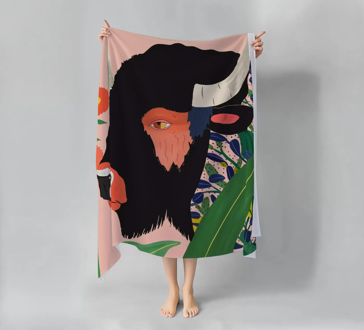 Bisonte floreale telo mare da ArtsySesta