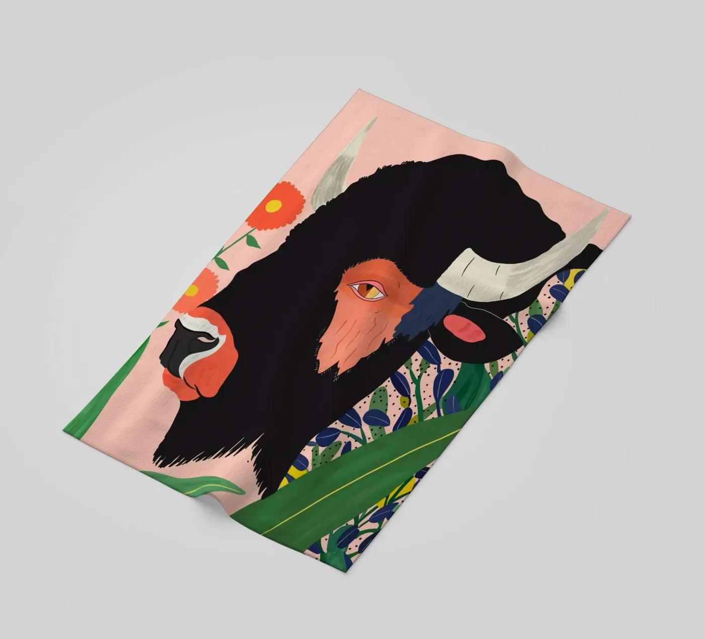 Bisonte floreale telo mare da ArtsySesta