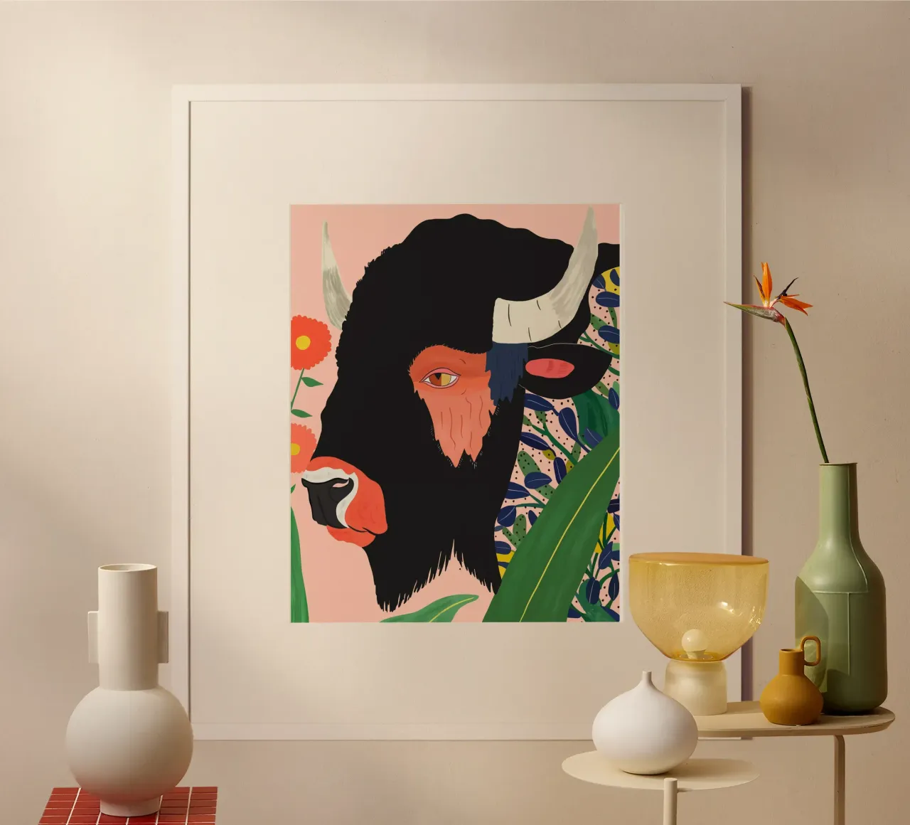 Bisonte floreale carta hahnemühle da ArtsySesta