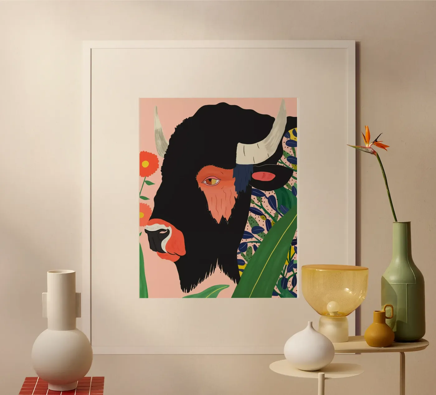 Floral Bison poster by ArtsySesta